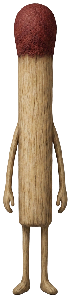A tall matchstick figure standing upright